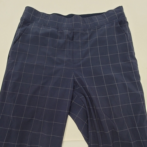 ATHLETA BROOKLYN TEXTURED ANKLE PANT NAVY BLUE WINDOW PANE PULL ON WOMEN SIZE 10 - Picture 13 of 16